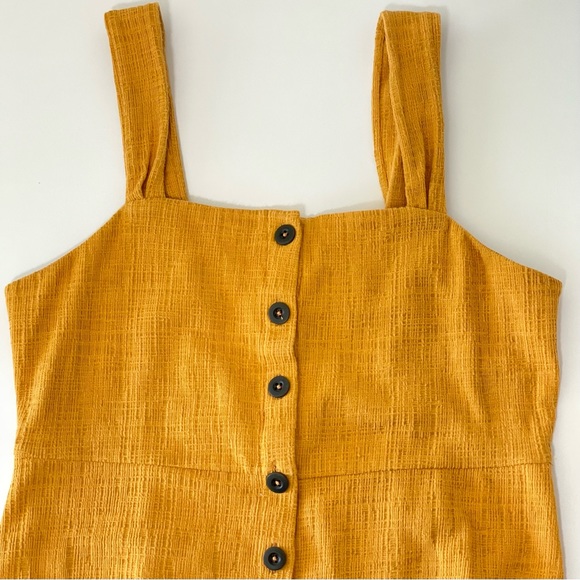 Madewell Texture & Thread Button Front Rank Dress Tungsten Glow Yellow Medium - Picture 11 of 16